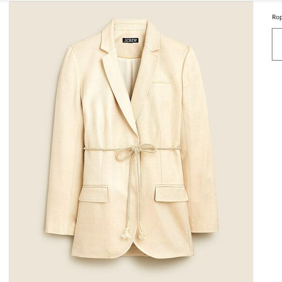 NWT J.Crew rope-tie blazer (2) & tapered essential pant (4) suit in glossy twill - Picture 2 of 3